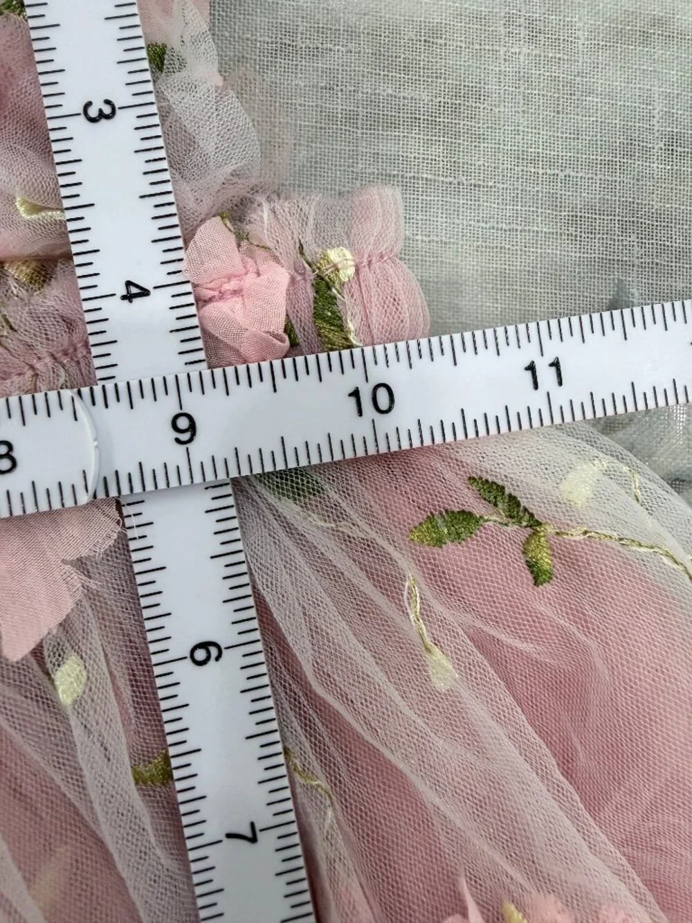 Pink Floral Embroidered Tulle Dress Girls Toddler Fairy Princess Cottagecore